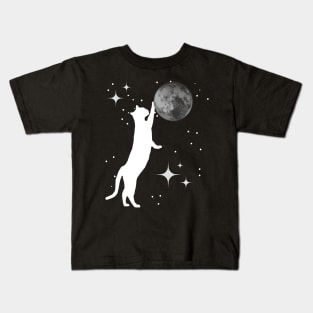 Cat Playing With The Moon Kids T-Shirt